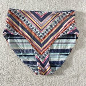 5/$25 Colourful Reversible Striped High Rise Bikini Bottom XS